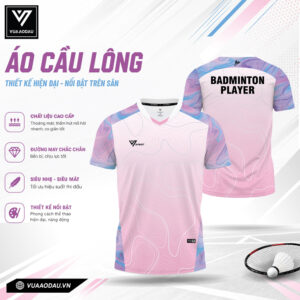 Áo cầu lông VAD-05 màu hồng pastel hiện đại cho mọi phong cách