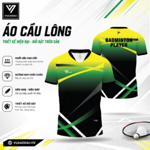 Áo Cầu Lông VAD-06 Vàng Xanh Lá Đen - Năng Động Đỉnh Cao Sân Đấu