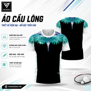 Áo cầu lông VAD-17 màu đen phối xanh – Nét hiện đại và tiện dụng dành cho vận động viên