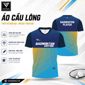Áo Cầu Lông Xanh Đậm Vàng Năng Động VAD-20