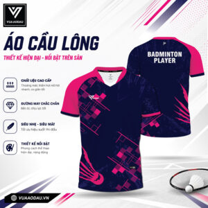 Áo cầu lông VAD-21 xanh đậm hồng - Năng động & bền bỉ trên sân đấu