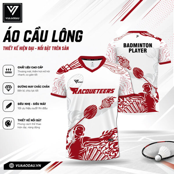 Áo Cầu Lông Trắng Đỏ Năng Động VAD-24