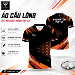 Áo Cầu Lông VAD-26 Đen Cam Đỏ - Năng Động & Hiện Đại