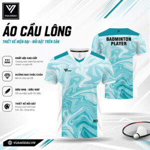 Áo Cầu Lông Xanh Dương Pastel Họa Tiết Vân Loang - VAD 27