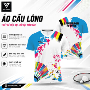 Áo Cầu Lông VAD-40 Màu Trắng Họa Tiết Năng Động