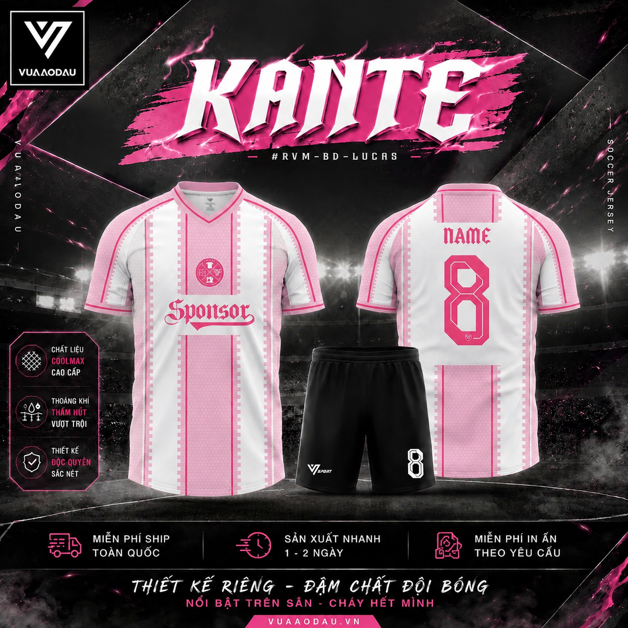 Áo Bóng Đá Không Logo KANTE (6 Màu)