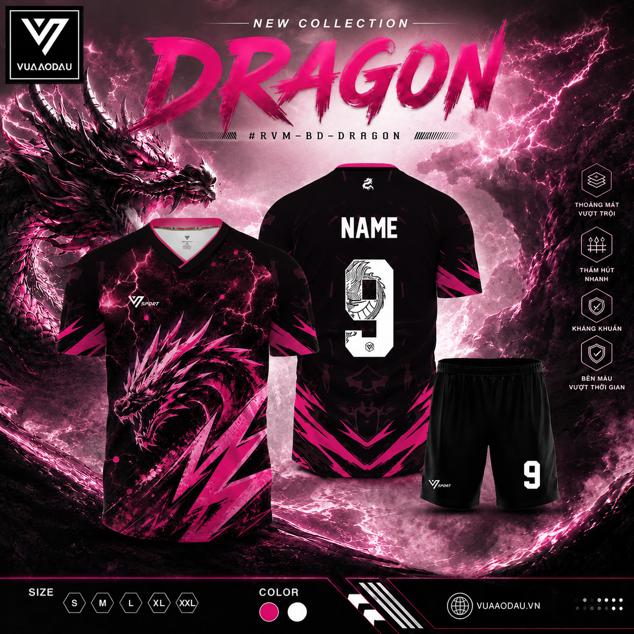 Áo Bóng Đá Không Logo DRAGON (10 Màu) - Ảnh 10