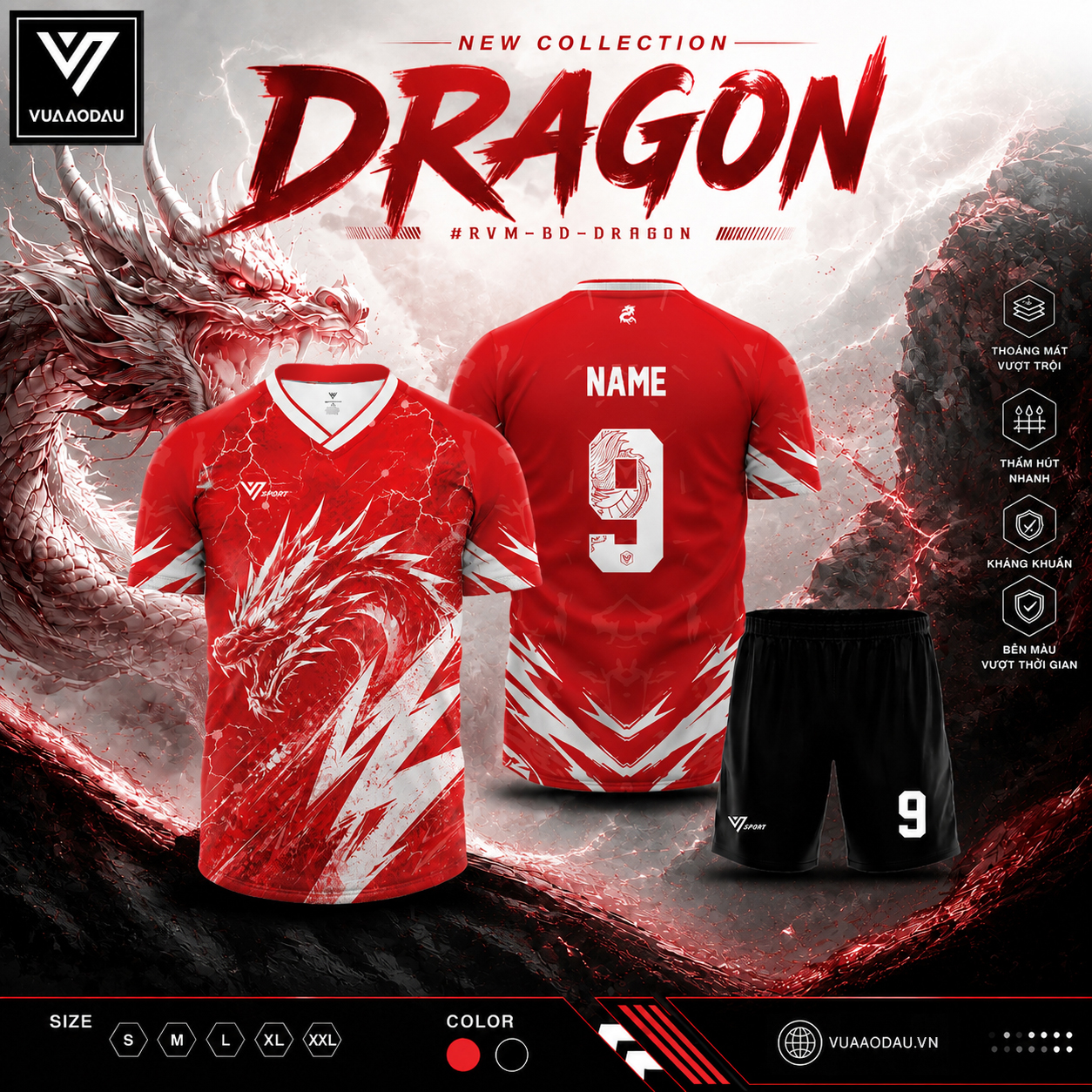 Áo Bóng Đá Không Logo DRAGON (10 Màu) - Ảnh 9