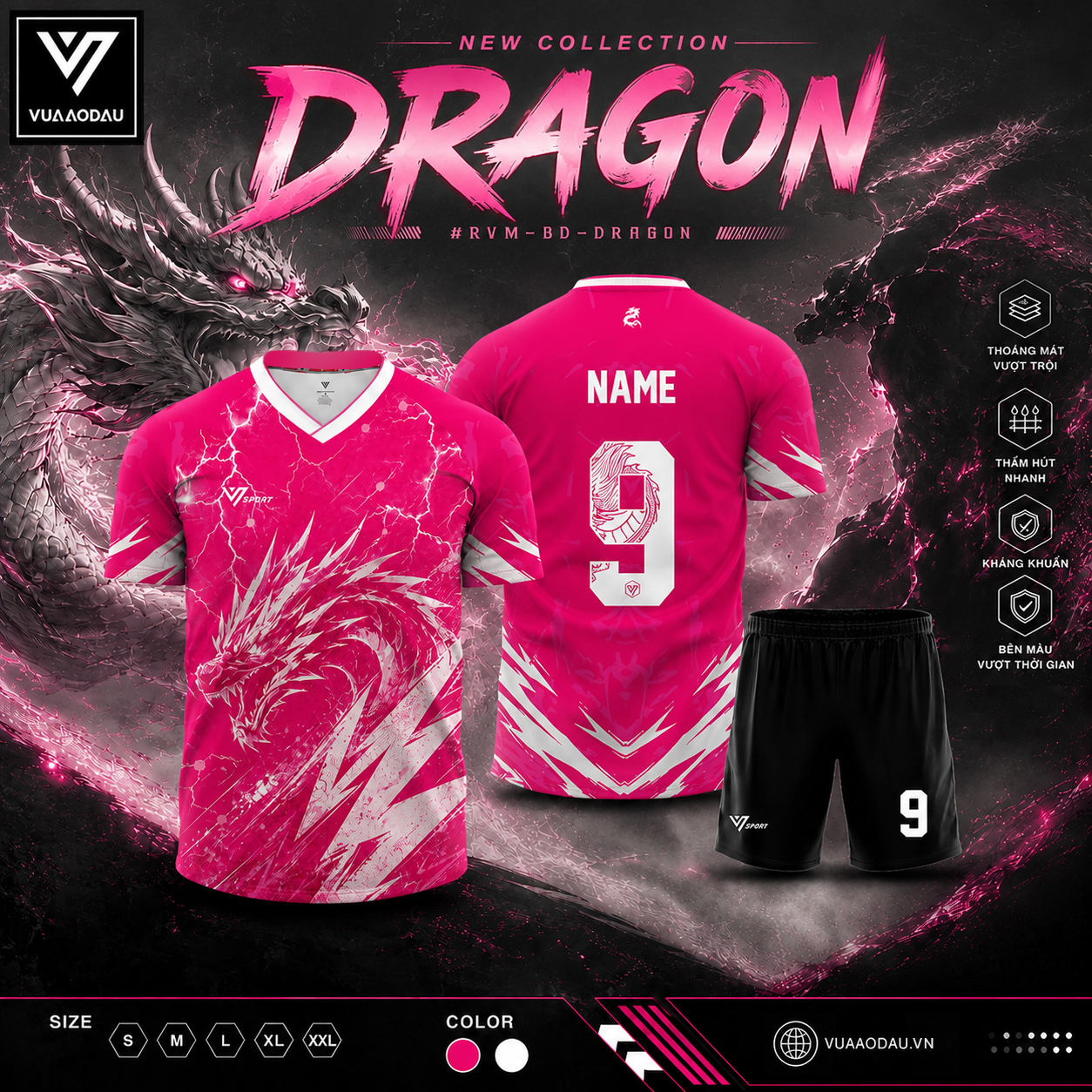 Áo Bóng Đá Không Logo DRAGON (10 Màu) - Ảnh 8
