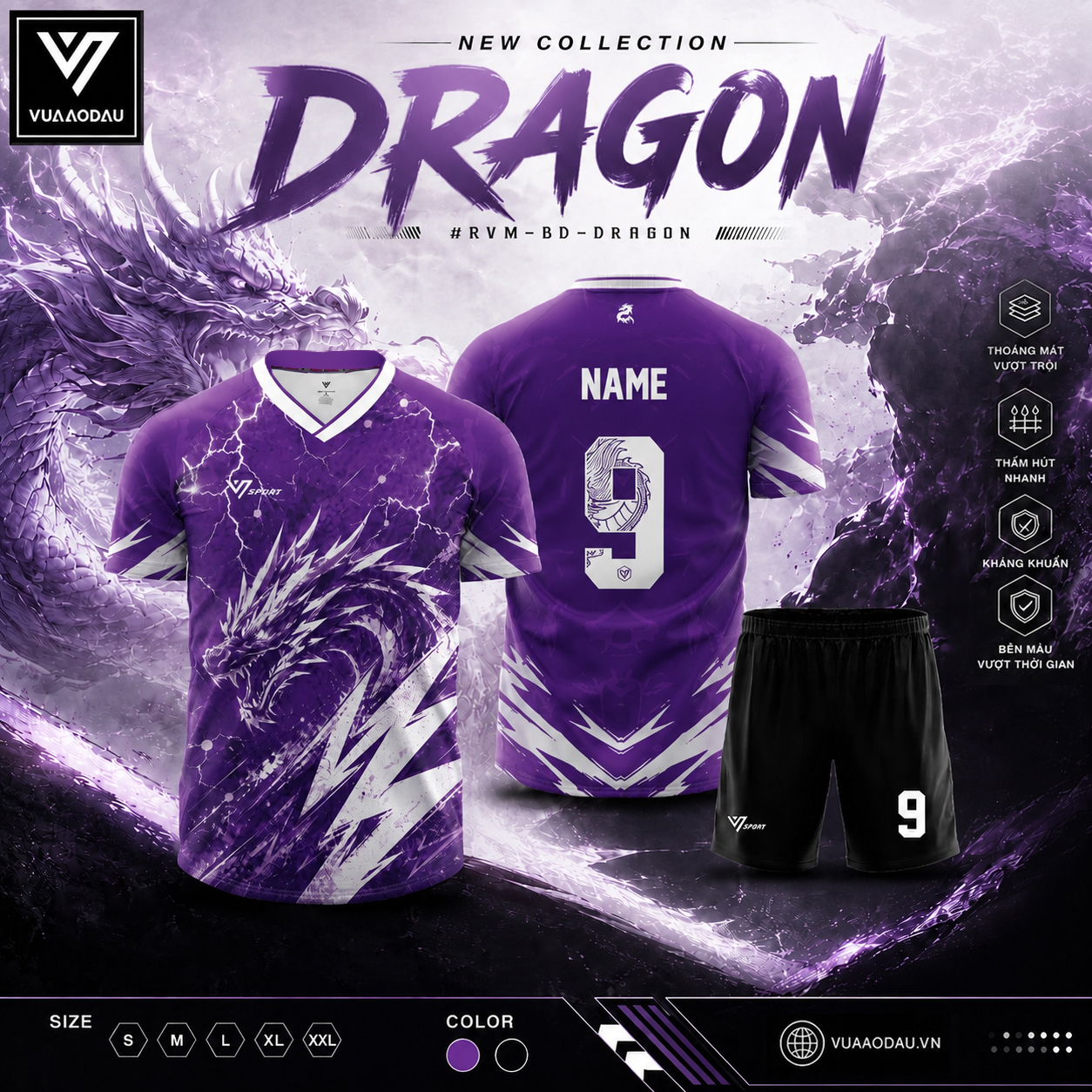 Áo Bóng Đá Không Logo DRAGON (10 Màu) - Ảnh 7