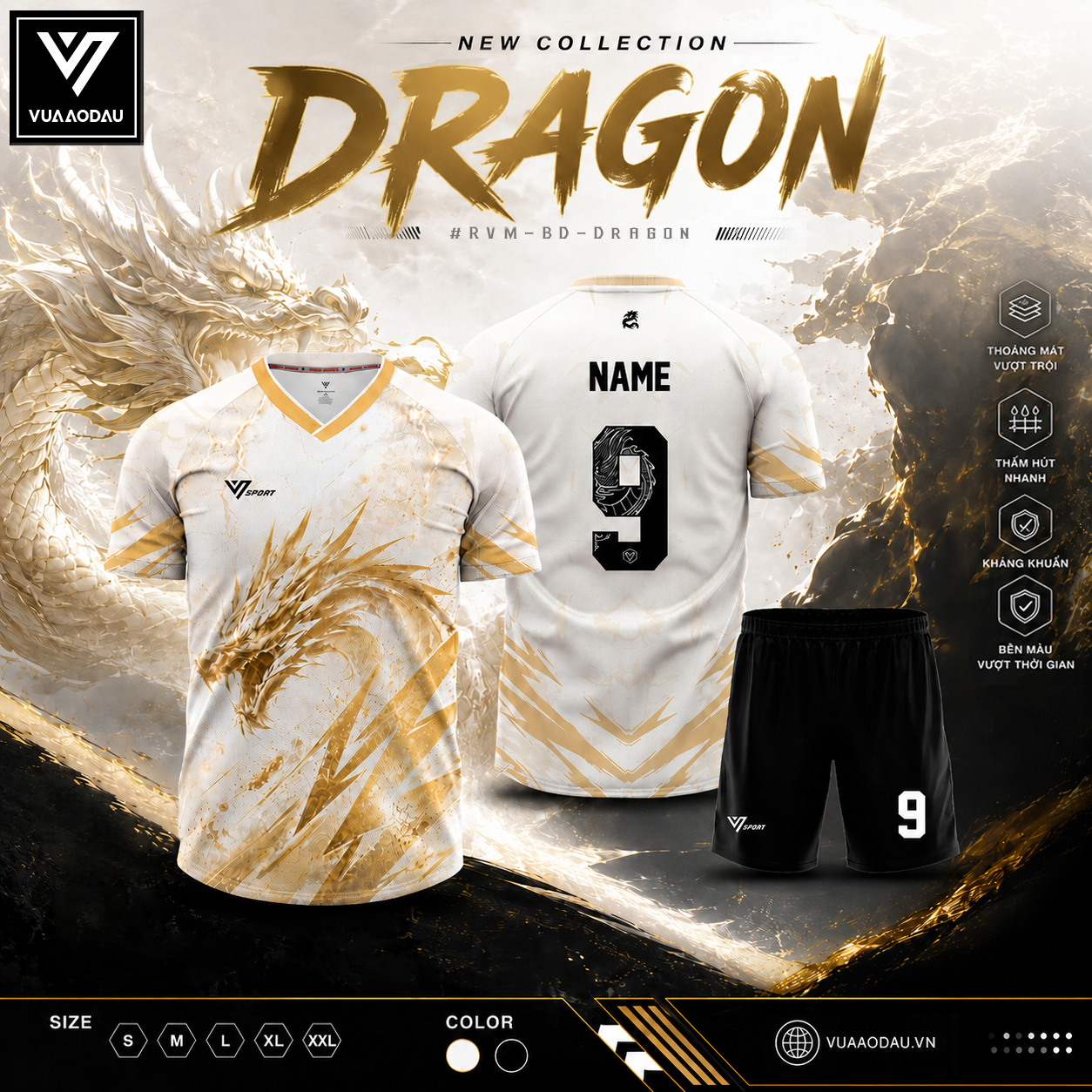 Áo Bóng Đá Không Logo DRAGON (10 Màu) - Ảnh 6