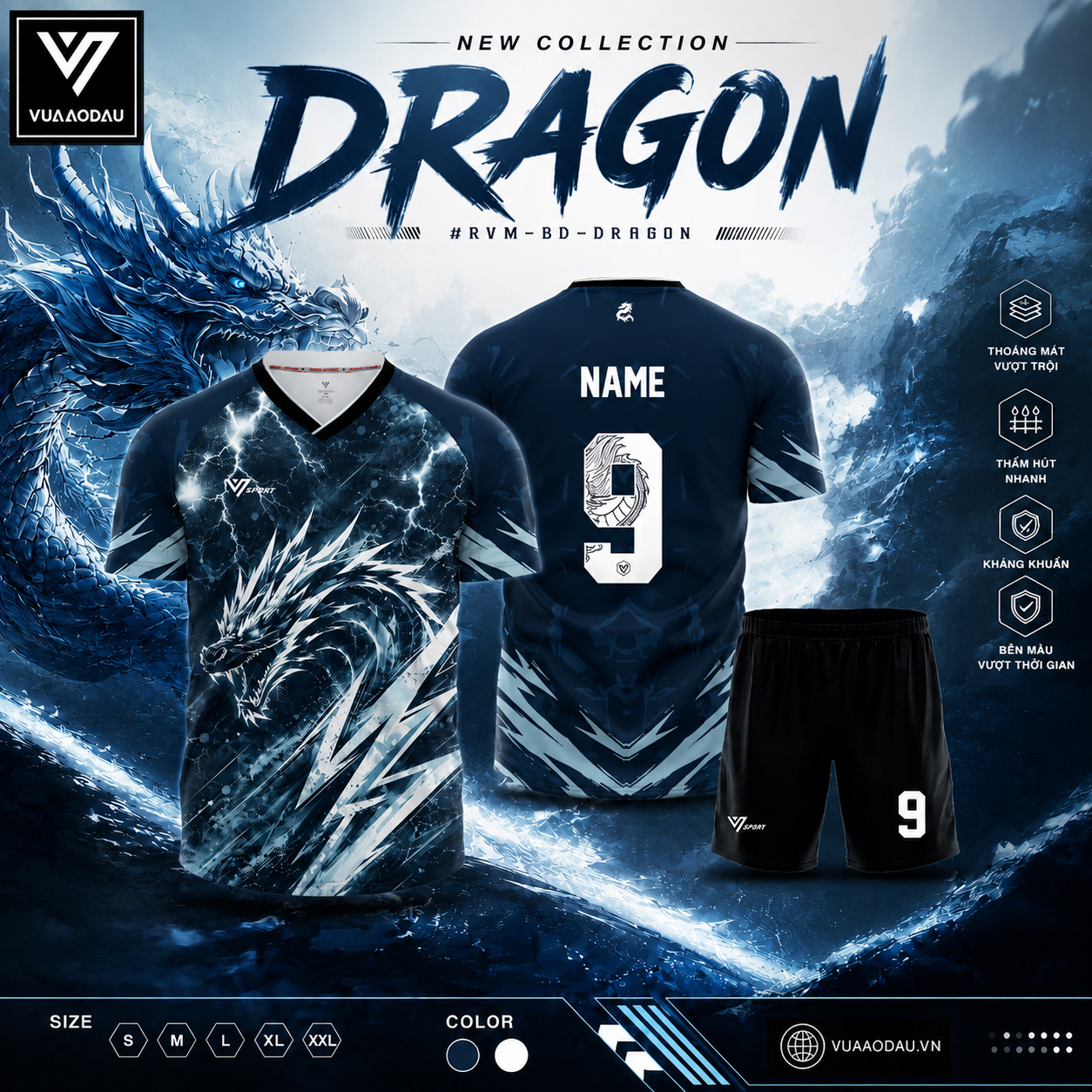 Áo Bóng Đá Không Logo DRAGON (10 Màu) - Ảnh 4