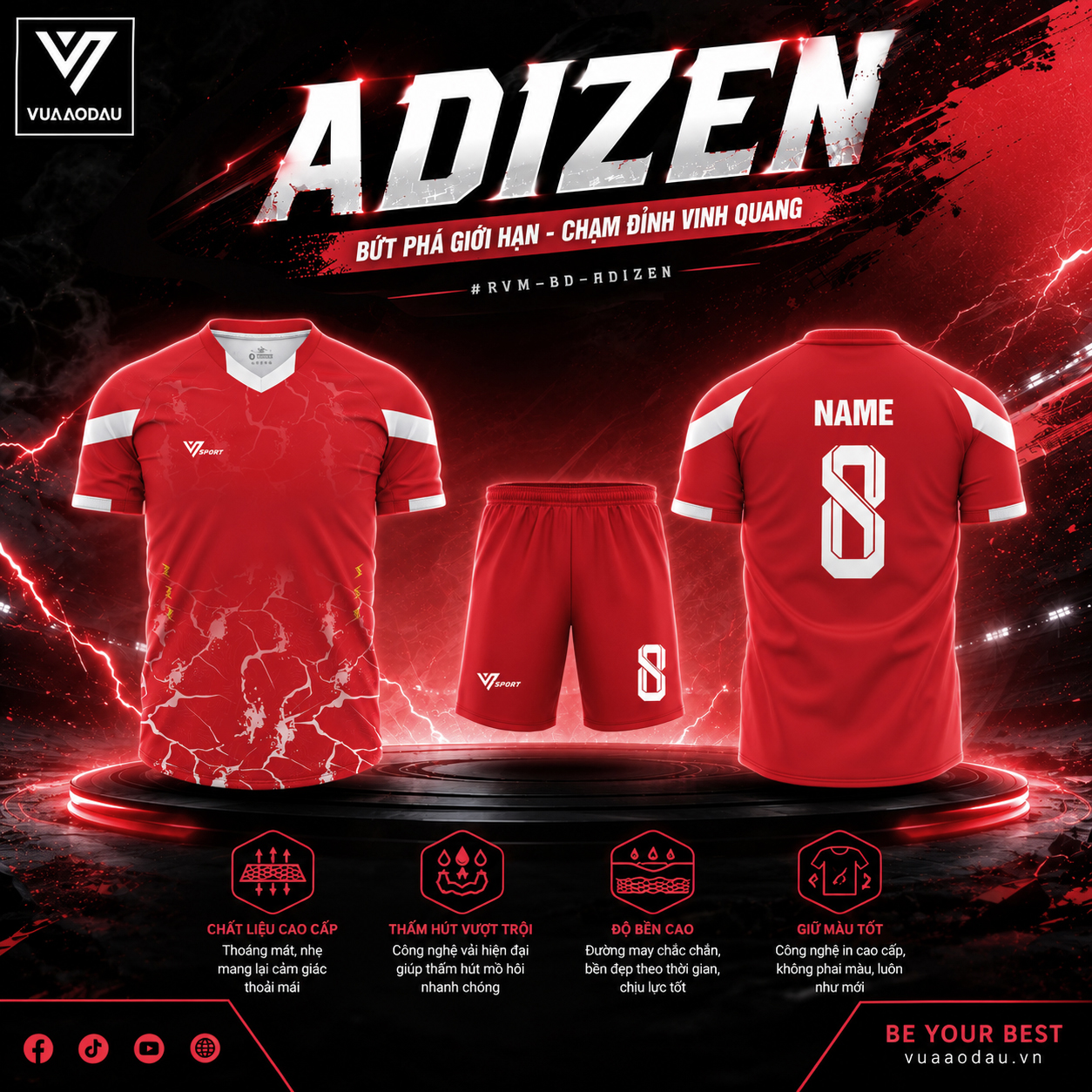 Áo Bóng Đá Không Logo ADIZEN (6 Màu) - Ảnh 5