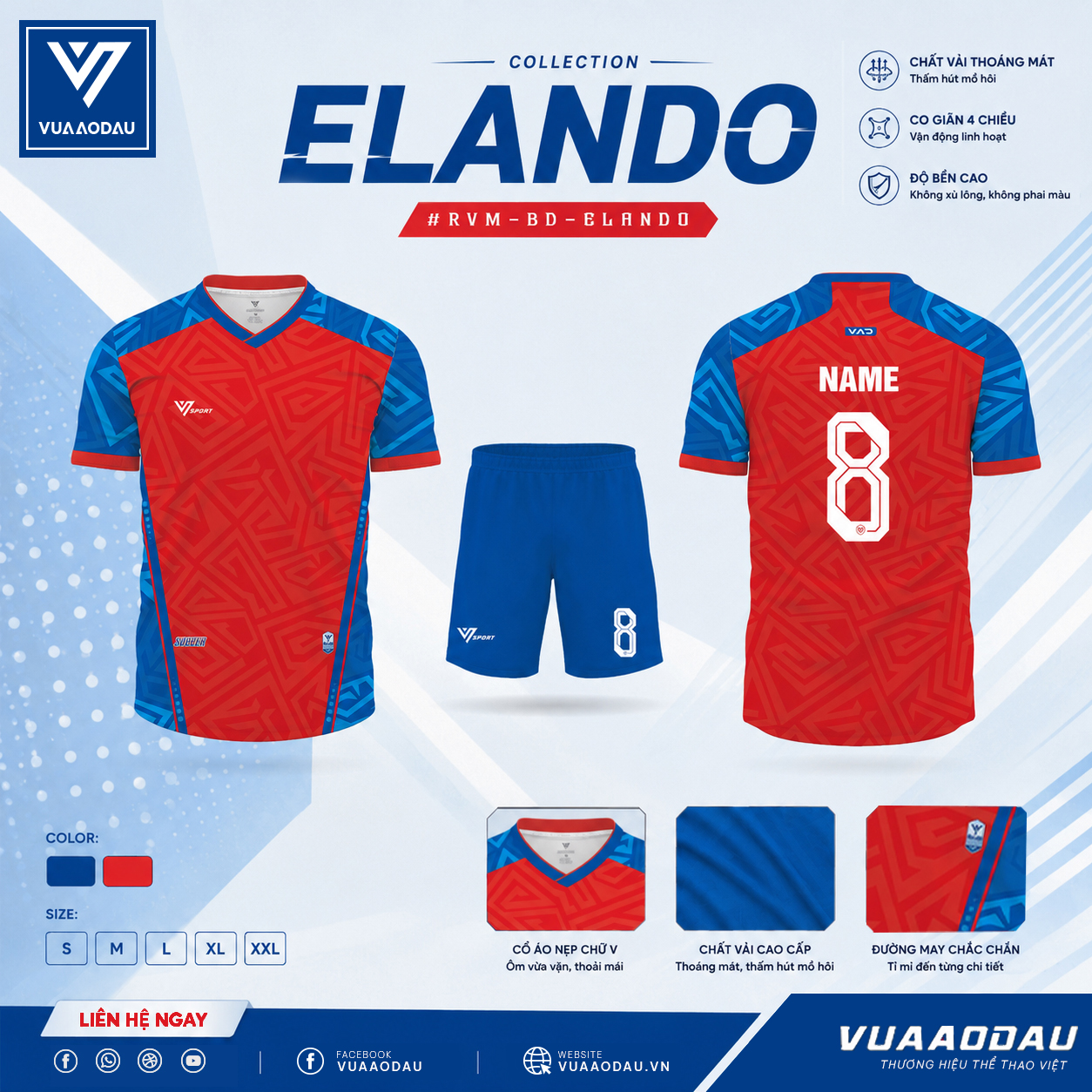 Áo Bóng Đá Không Logo ELANDO (12 Màu) - Ảnh 12
