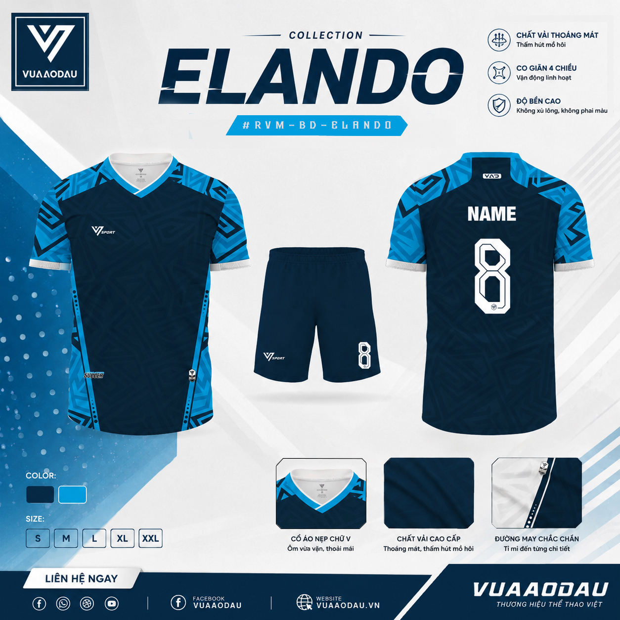 Áo Bóng Đá Không Logo ELANDO (12 Màu) - Ảnh 8