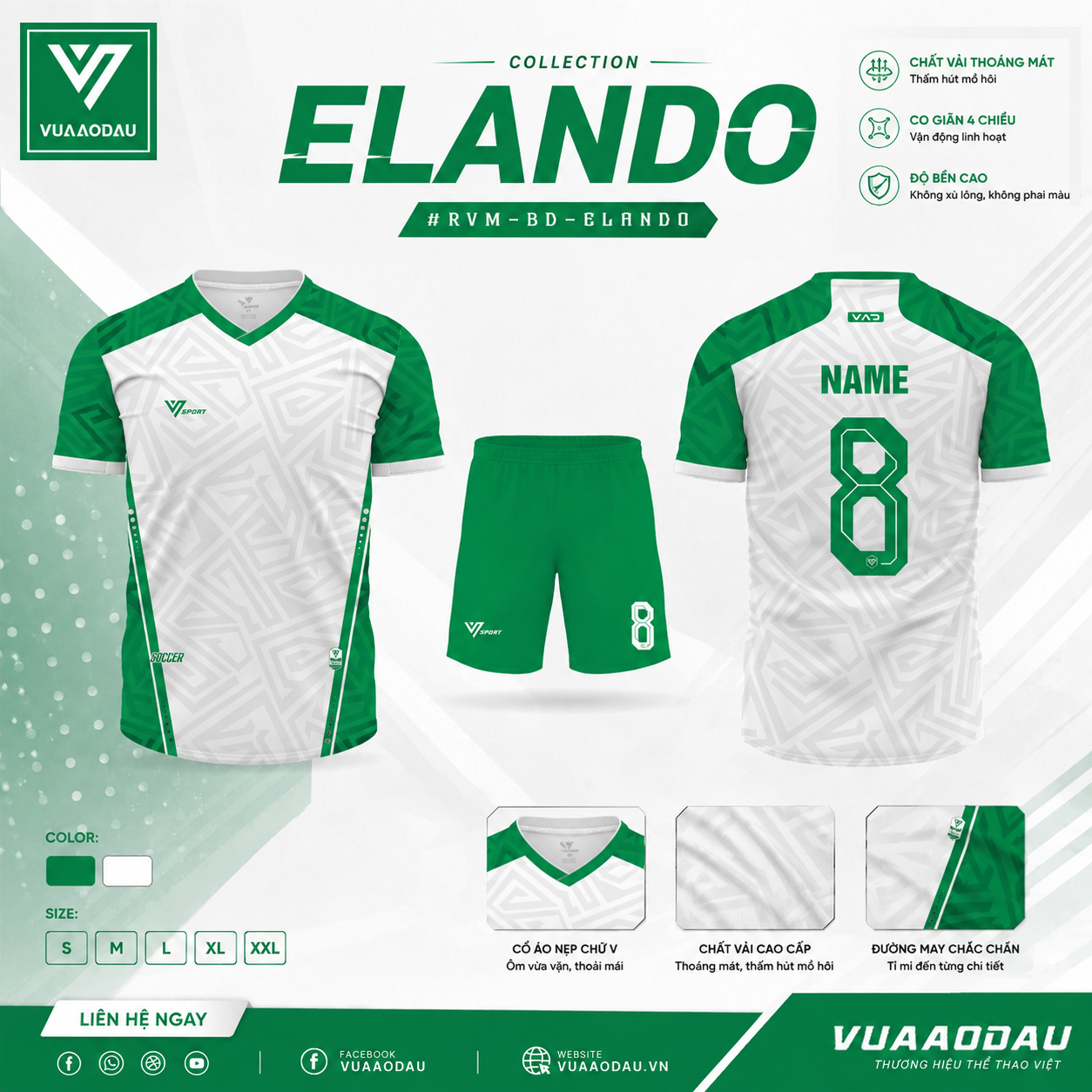 Áo Bóng Đá Không Logo ELANDO (12 Màu) - Ảnh 7