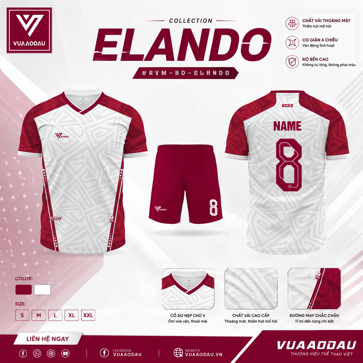 Áo Bóng Đá Không Logo ELANDO (12 Màu) - Ảnh 6