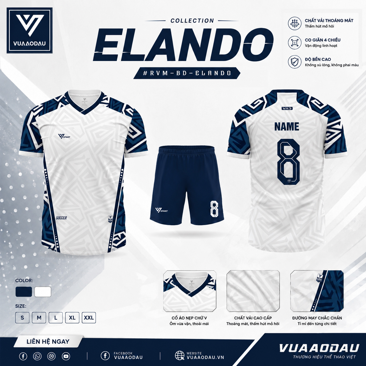 Áo Bóng Đá Không Logo ELANDO (12 Màu) - Ảnh 5