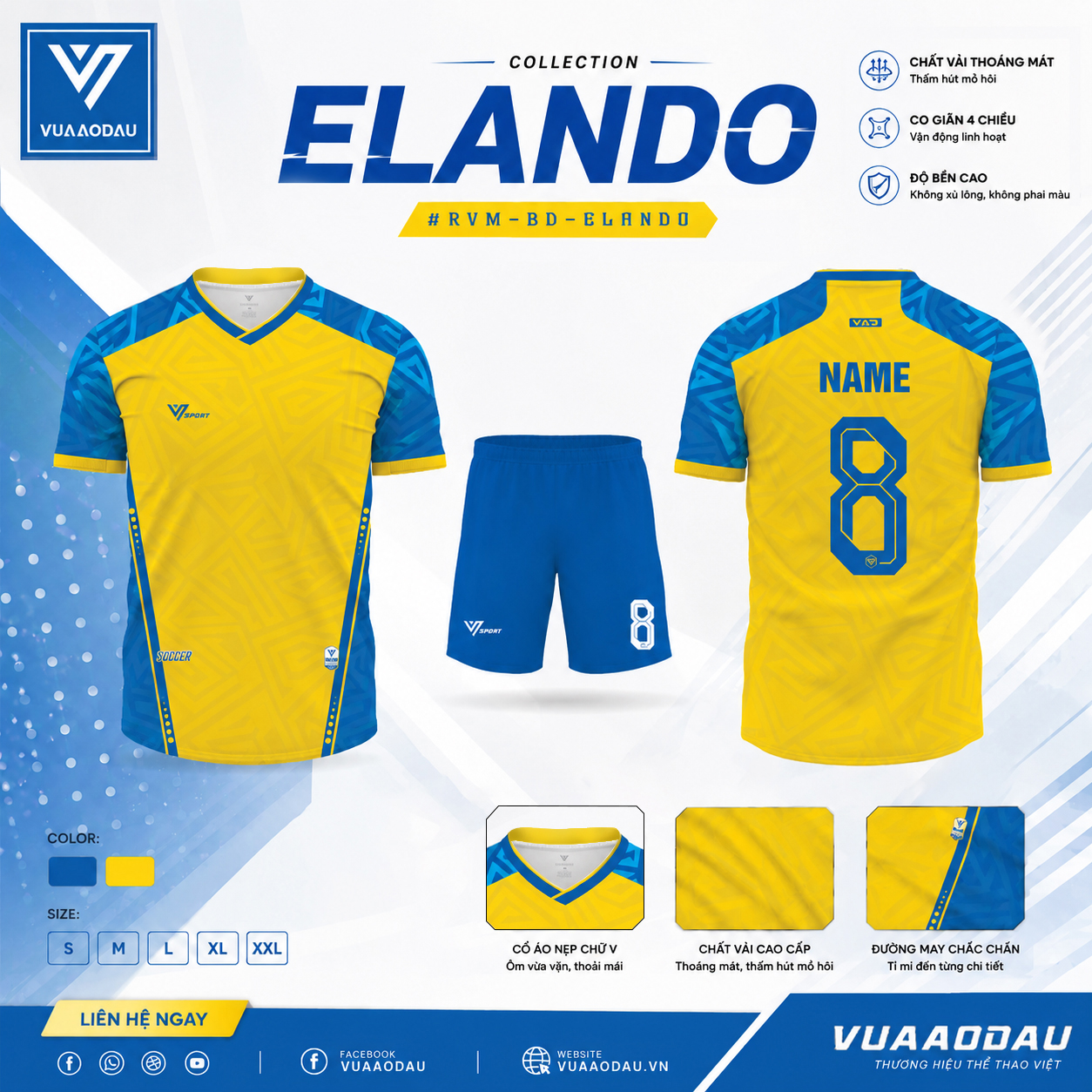 Áo Bóng Đá Không Logo ELANDO (12 Màu) - Ảnh 4