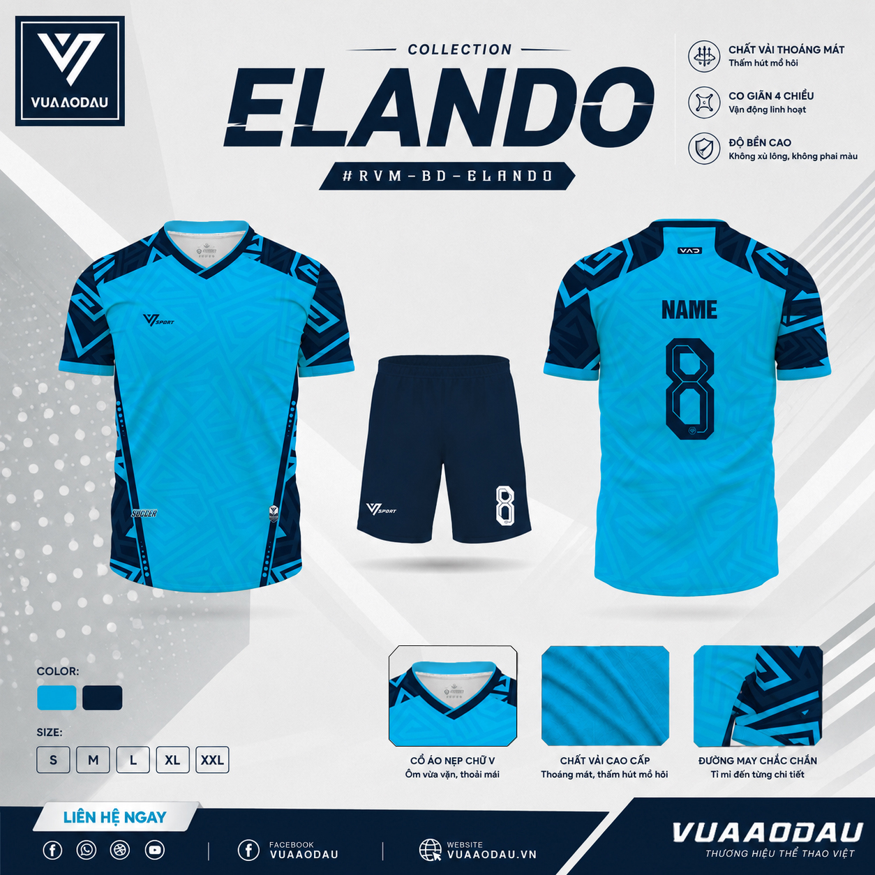 Áo Bóng Đá Không Logo ELANDO (12 Màu) - Ảnh 3
