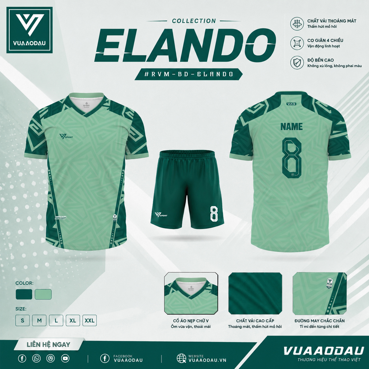 Áo Bóng Đá Không Logo ELANDO (12 Màu) - Ảnh 2