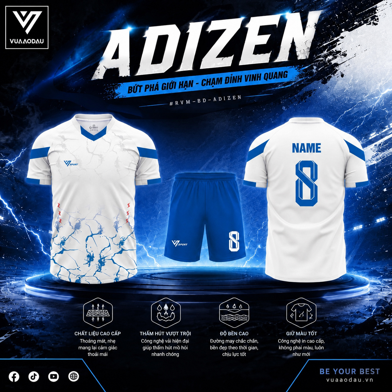 Áo Bóng Đá Không Logo ADIZEN (6 Màu) - Ảnh 4