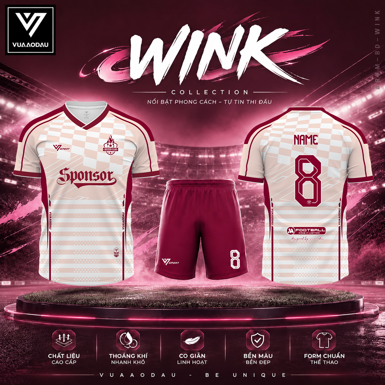Áo Bóng Đá Không Logo WINK ( 8 Màu)