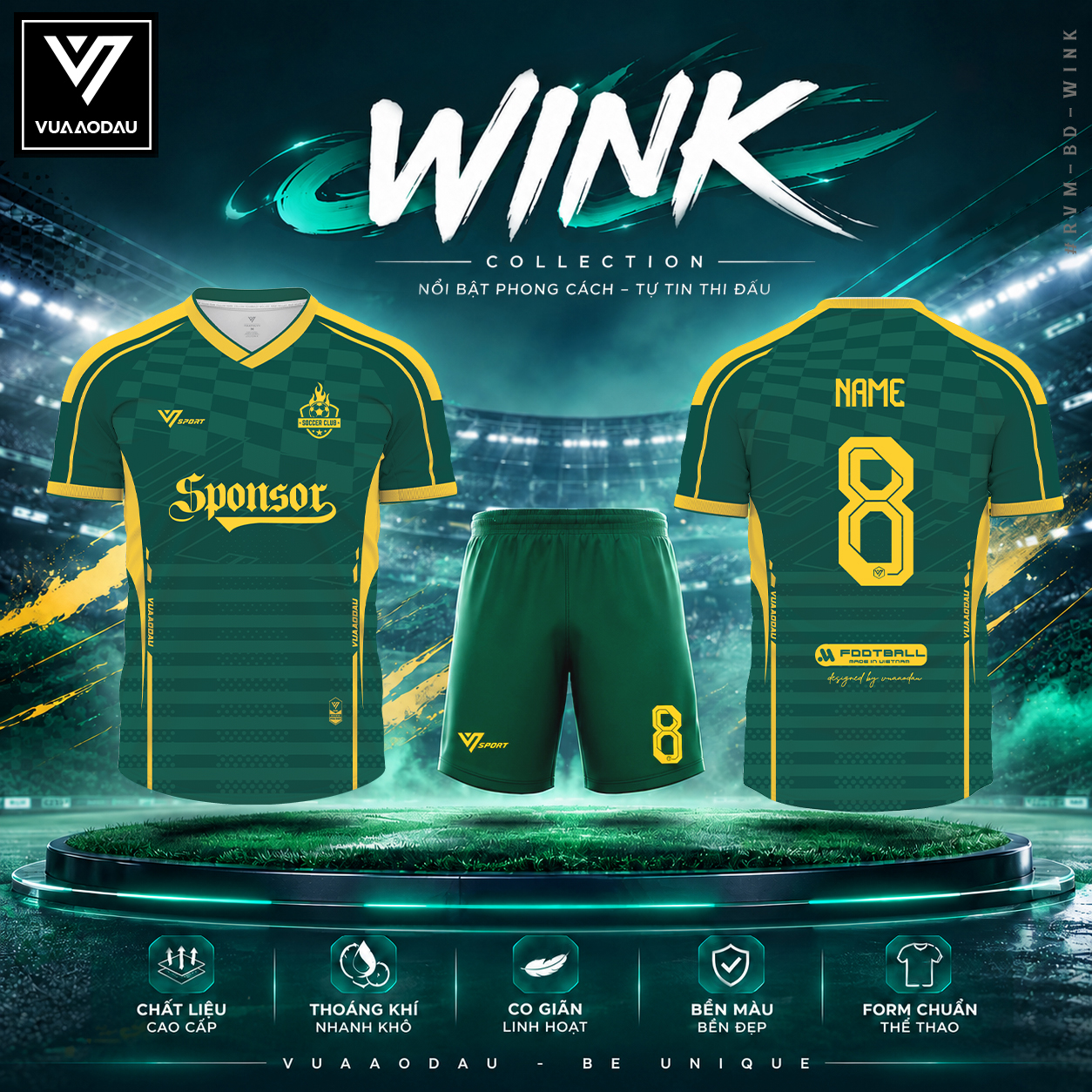 Áo Bóng Đá Không Logo WINK ( 8 Màu) - Ảnh 3