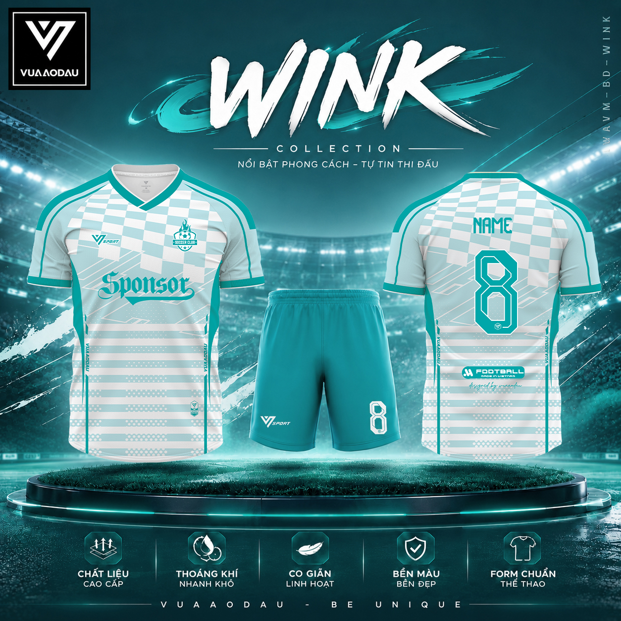 Áo Bóng Đá Không Logo WINK ( 8 Màu) - Ảnh 2
