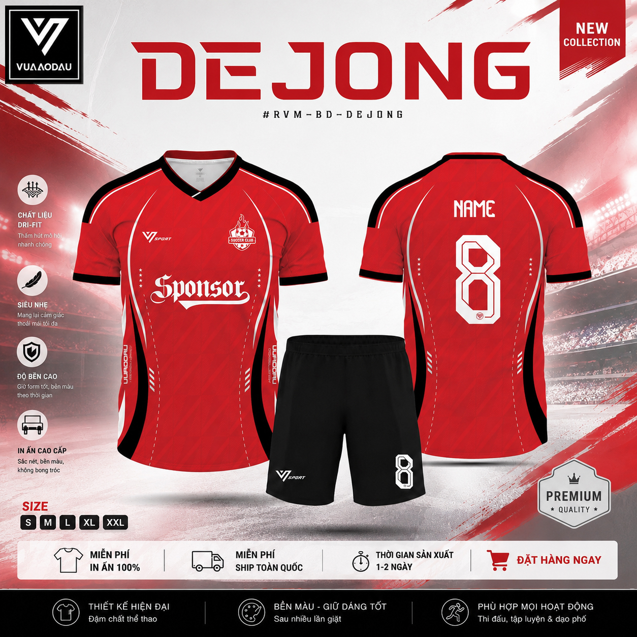 Áo Bóng Đá Không Logo DEJONG (6 Màu) - Ảnh 6