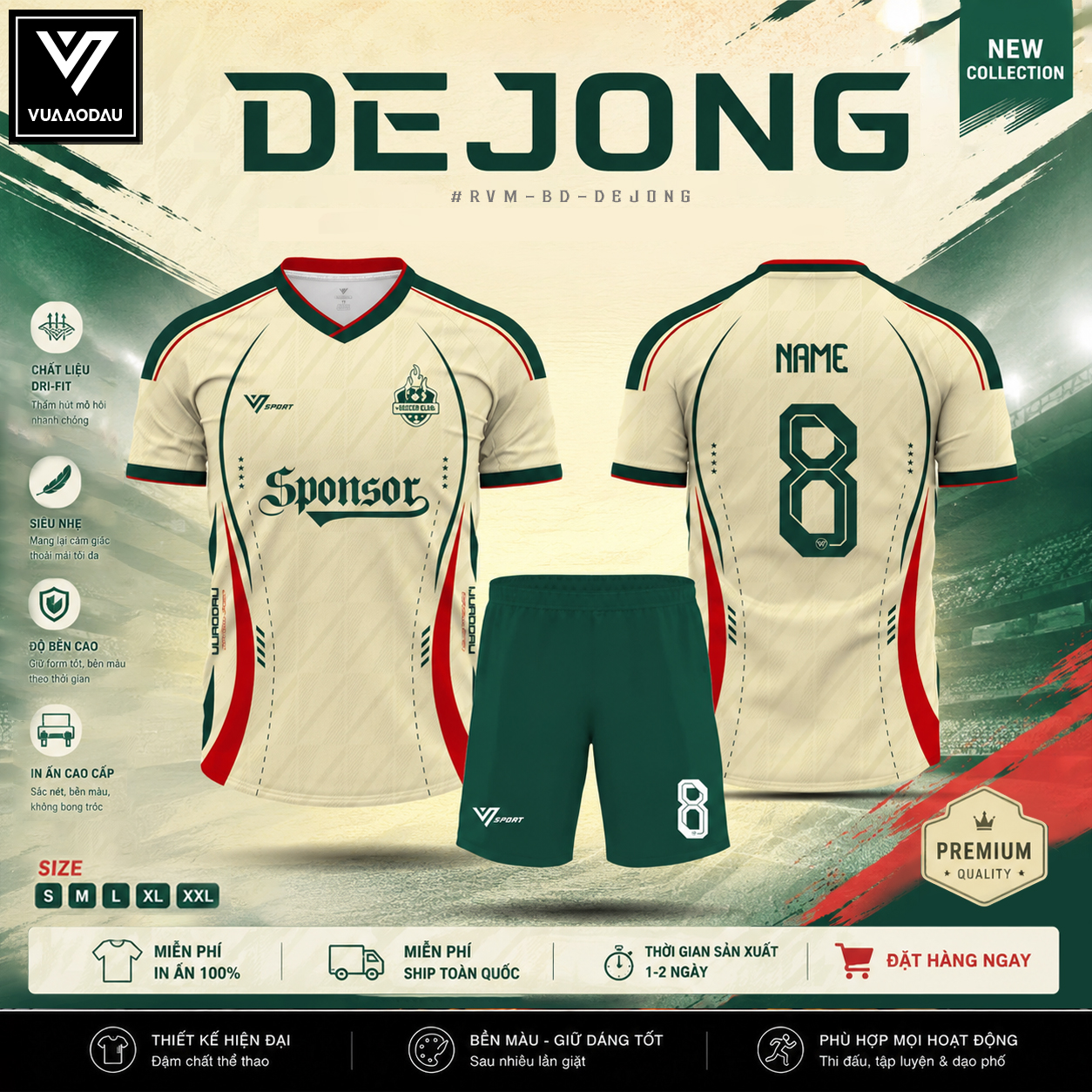 Áo Bóng Đá Không Logo DEJONG (6 Màu) - Ảnh 4