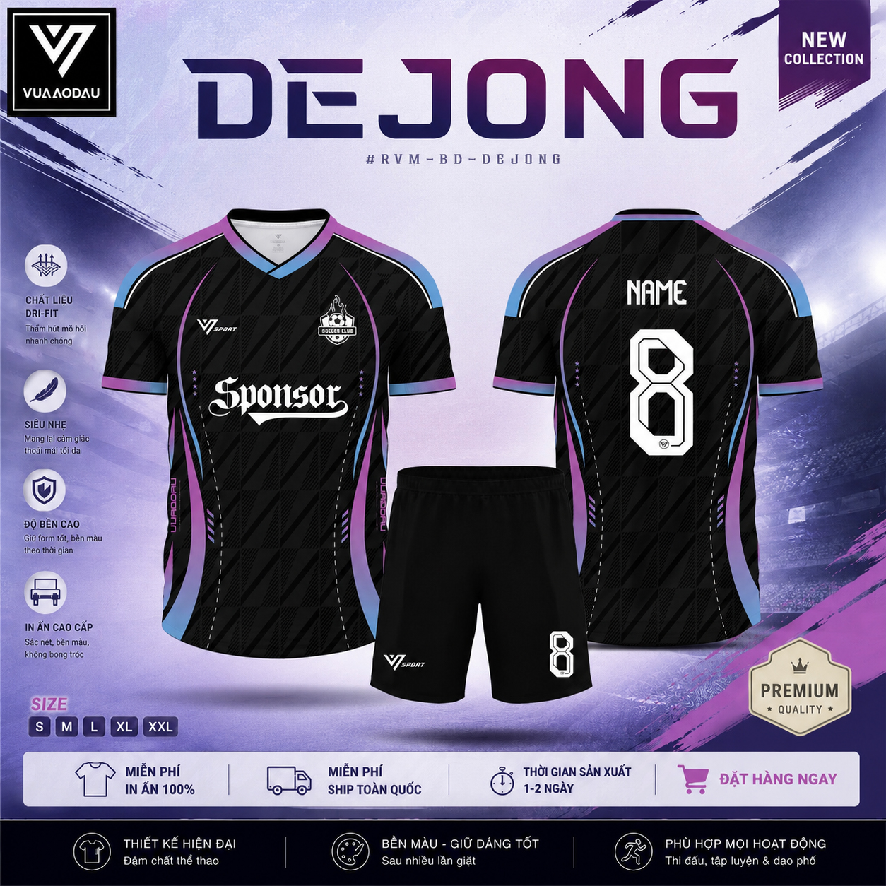 Áo Bóng Đá Không Logo DEJONG (6 Màu) - Ảnh 5