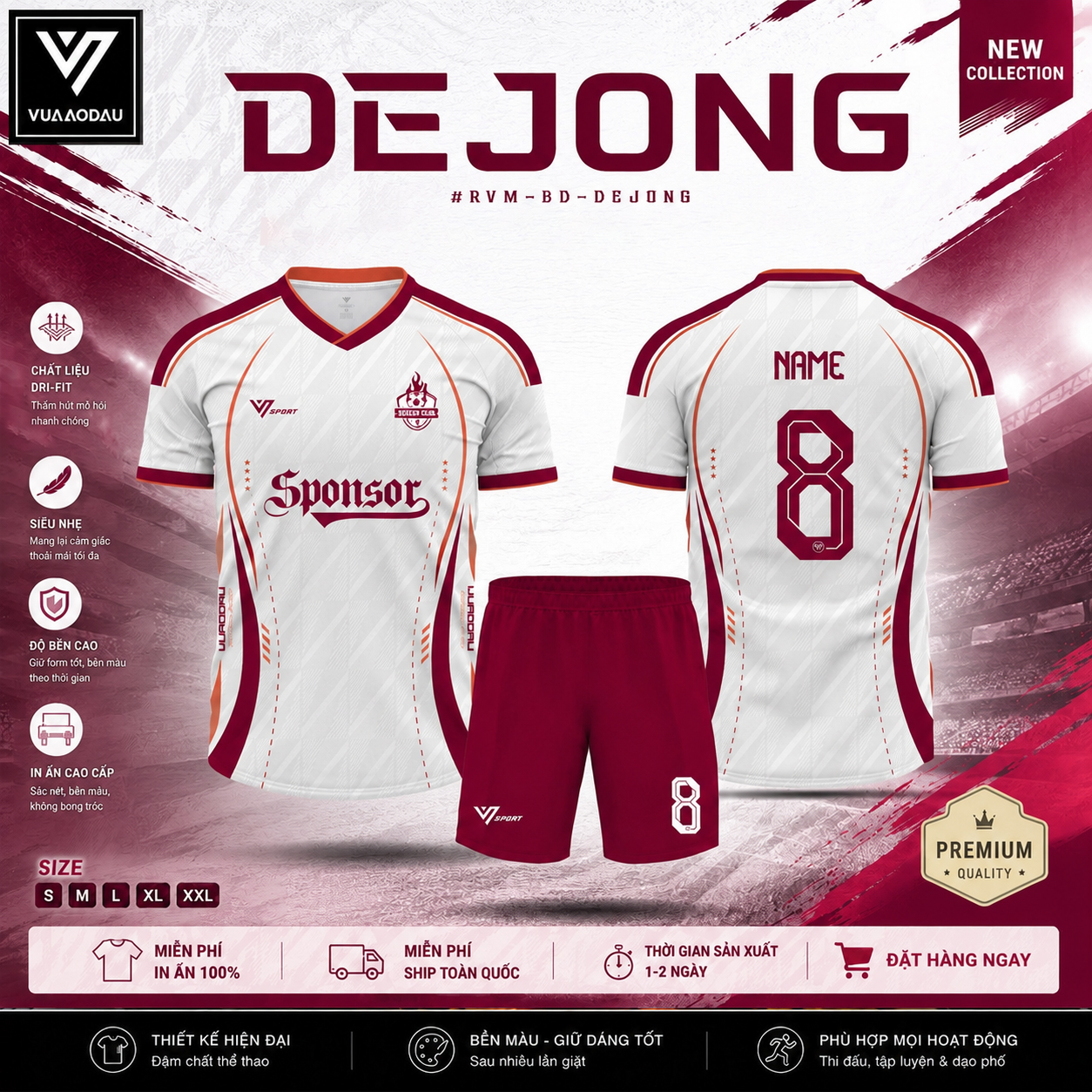 Áo Bóng Đá Không Logo DEJONG (6 Màu)