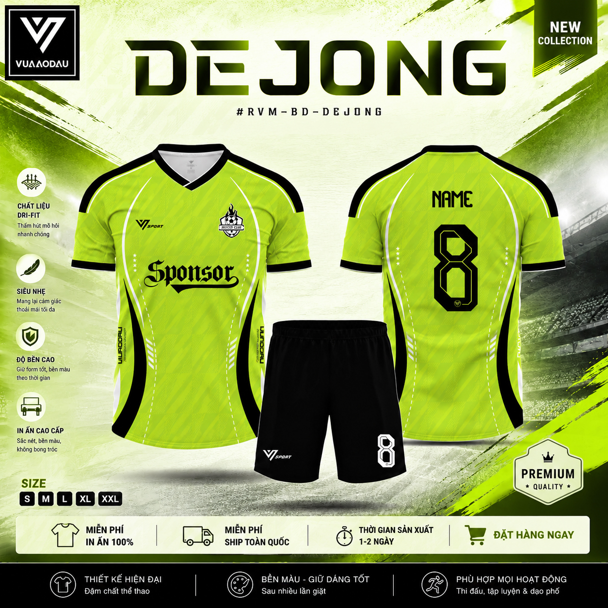 Áo Bóng Đá Không Logo DEJONG (6 Màu) - Ảnh 3
