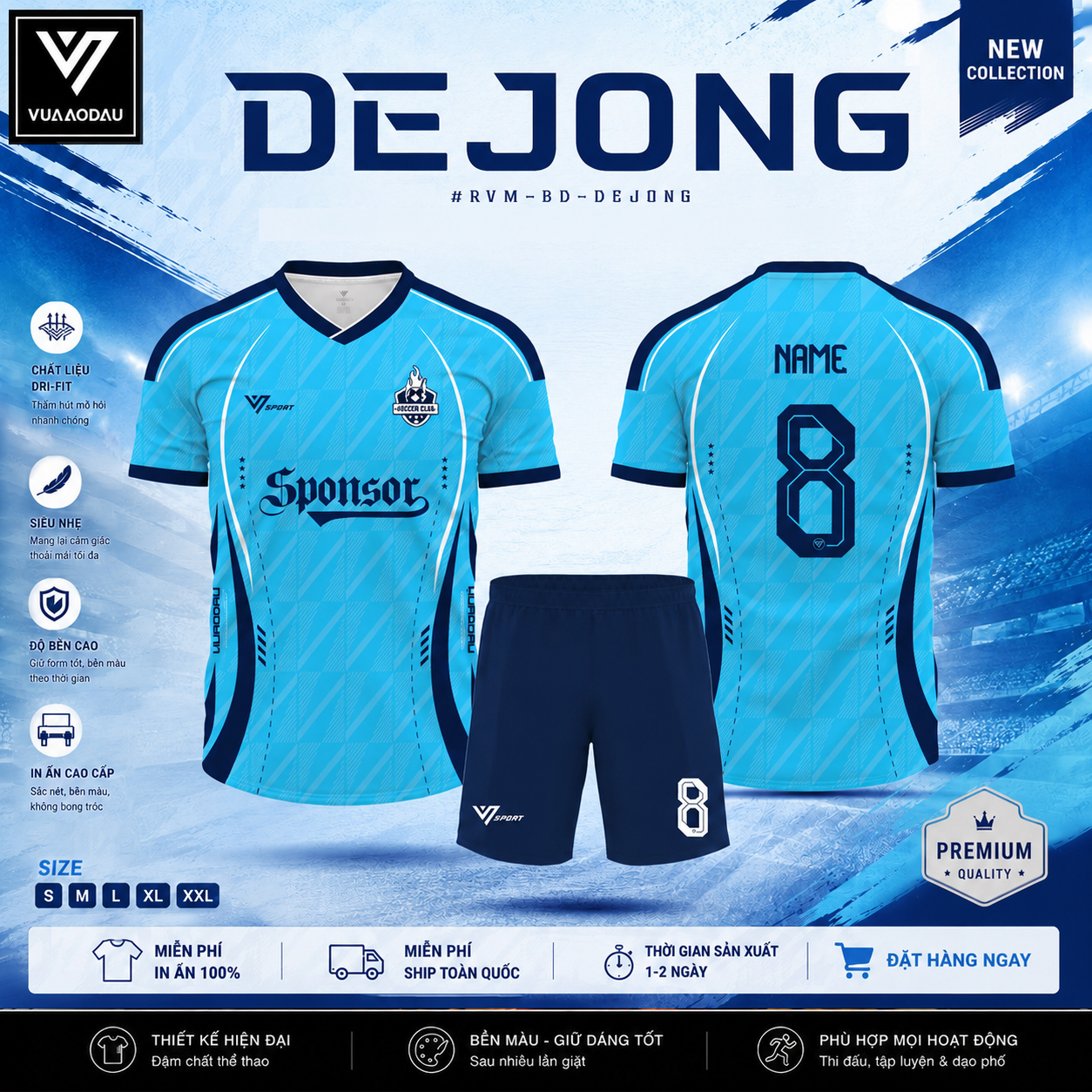 Áo Bóng Đá Không Logo DEJONG (6 Màu) - Ảnh 2