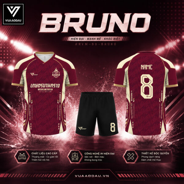 Áo Bóng Đá Không Logo BRUNO (8 Màu)
