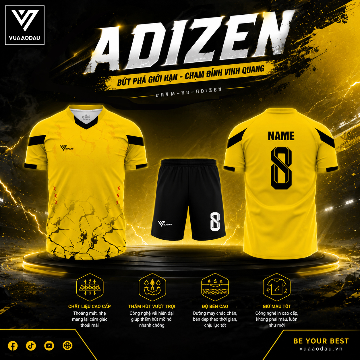 Áo Bóng Đá Không Logo ADIZEN (6 Màu) - Ảnh 2