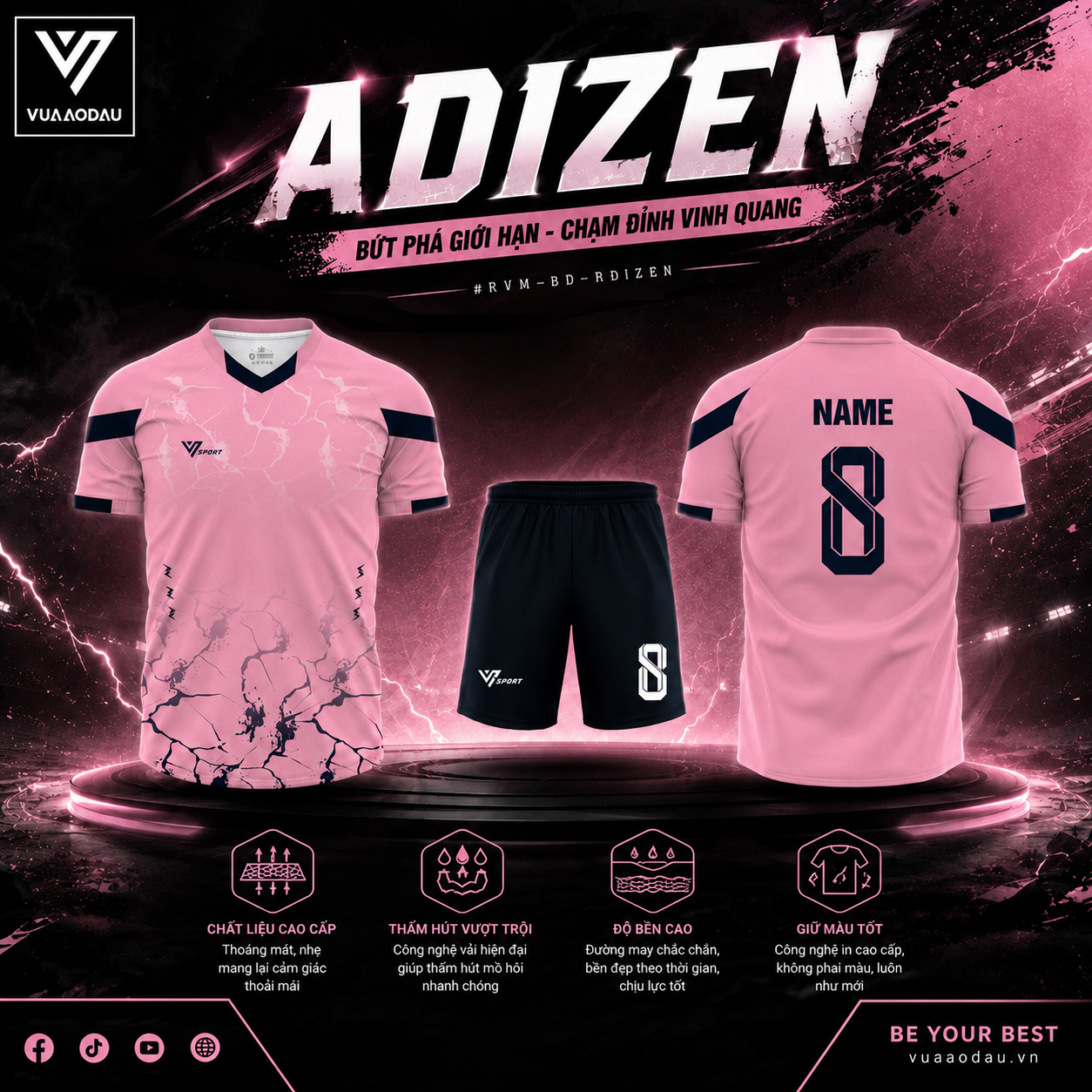 Áo Bóng Đá Không Logo ADIZEN (6 Màu) - Ảnh 3
